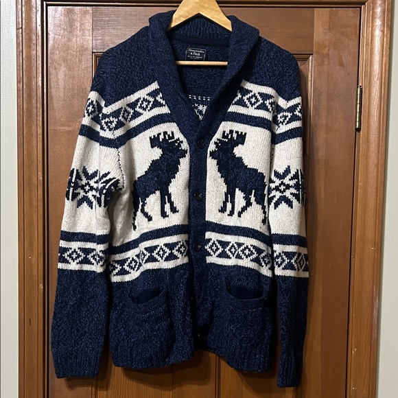 Abercrombie & Fitch Heritage Icon Shawl Cardigan Sweater large - Picture 1 of 7
